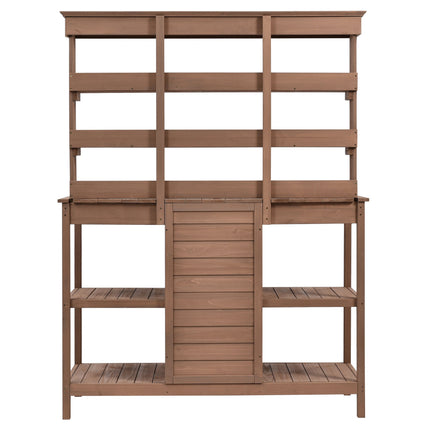 Room & Decor 66" Outdoor Farmhouse Wooden Potting Bench with Drawers &