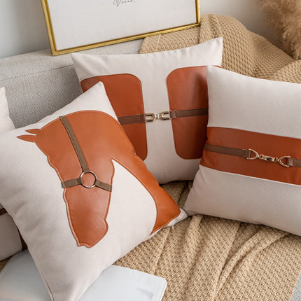 Creative Leather Stitching Sofa Cushion Cover