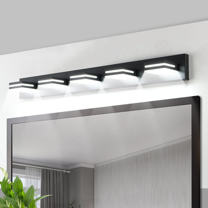 Room and Decor Modern Black LED Vanity Light, 5-Light, Energy Efficien