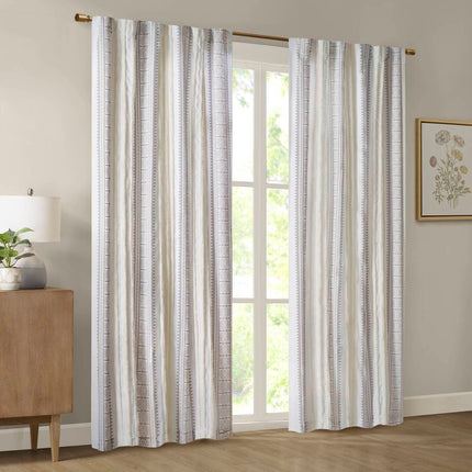 Room & Decor Tufted Stripe Printed Curtain Panel, Lined, 50x95