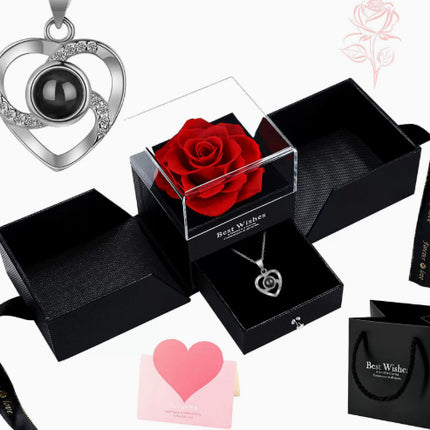Heart Shaped Sterling Silver Necklace Earring Combination Suit