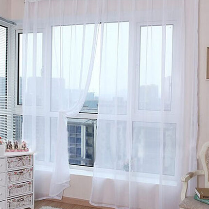 Peekaboo Studio Solid Color Transparent Glass Mesh Curtains - Ready-Ma