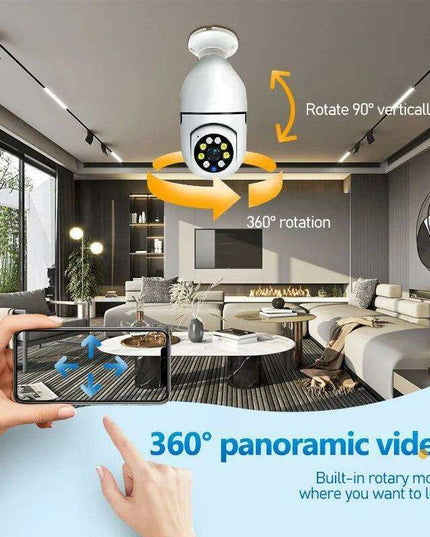 360-Degree Smart Wireless Bulb Camera for Enhanced Surveillance at Home or Office