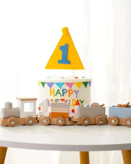 Educational Wooden Train Set for Babies - Montessori-Inspired Learning Toy with Trolley and Number Blocks