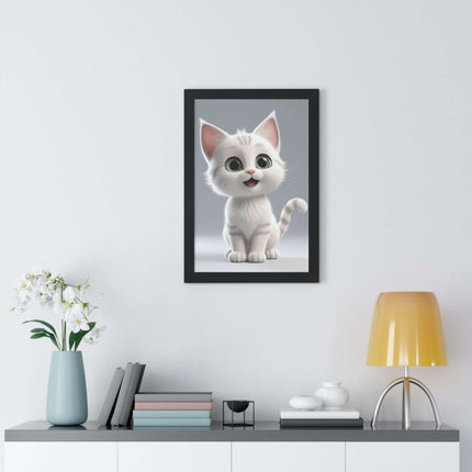 Elegant Feline Vertical Art Poster - Eco-Friendly Framed Design