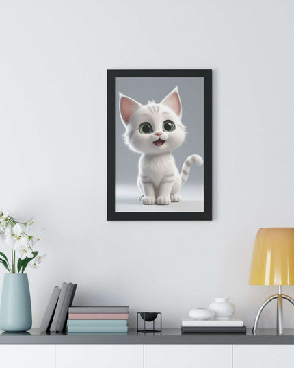 Elegant Feline Vertical Art Poster - Eco-Friendly Framed Design