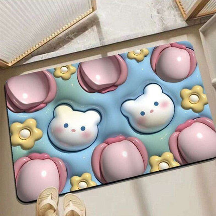 Elegant 3D Floral Design Quick-Dry Bath Mat