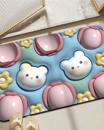 Elegant 3D Floral Design Quick-Dry Bath Mat