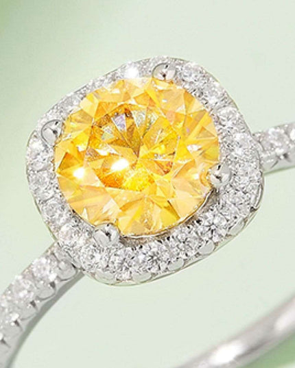 Radiant Pink Diamond Halo Ring with Lab-Created Moissanite in Sterling Silver