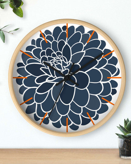 Elegant Dahlia Wooden Wall Clock by Maison d'Excellence - Timeless Sophistication
