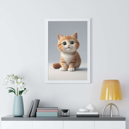 Sustainable Chic Cat Art Framed Print for Eco-Friendly Home Decor