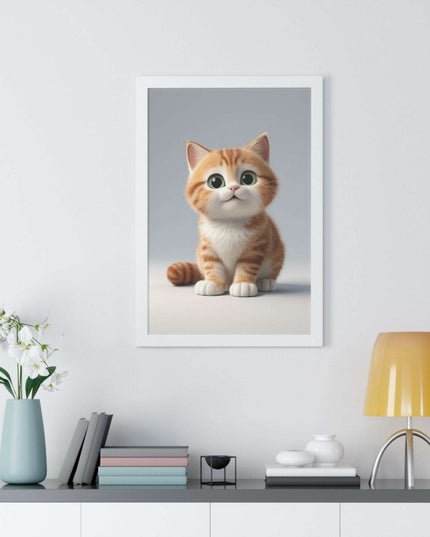 Sustainable Chic Cat Art Framed Print for Eco-Friendly Home Decor