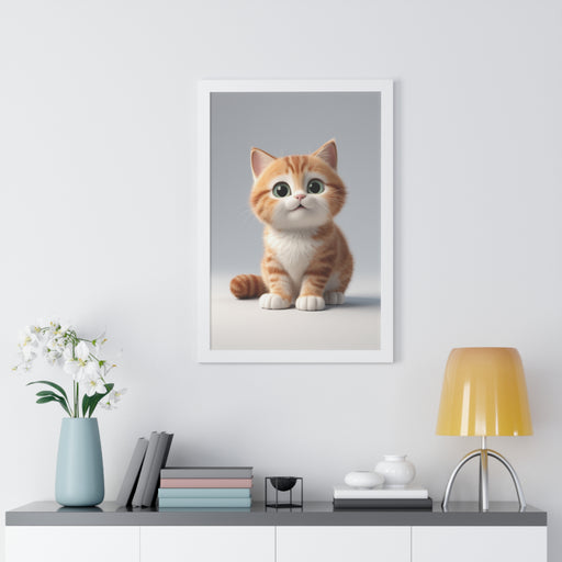 Eco-Friendly Framed Cat Art Print for Sustainable Home Decor