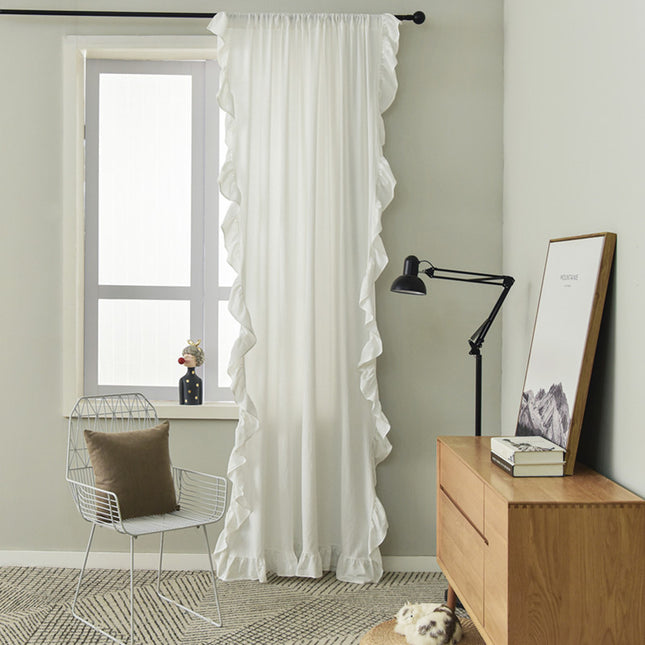 Peekaboo Studio Pleated Ruffled Semi Blackout Curtain Fabric, Soft Tou