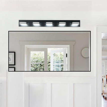 Room and Decor Modern Black LED Vanity Light, 5-Light, Energy Efficien