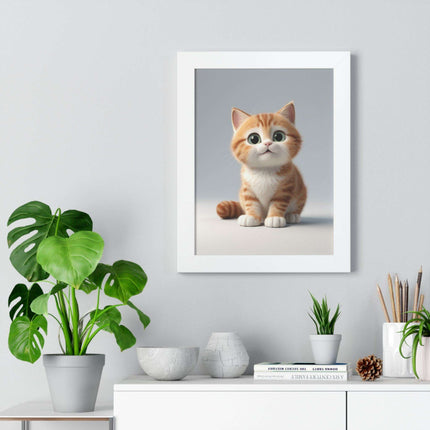 Sustainable Chic Cat Art Framed Print for Eco-Friendly Home Decor