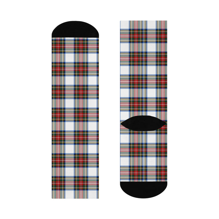 Plaid Crew Socks with Chic Black Details: Ultimate Comfort & Stylish Appeal - One Size Fits All
