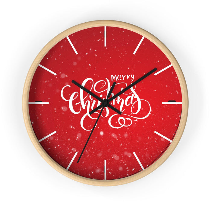 Elegant Wooden Framed Christmas Holiday Wall Clock with Vivid Colors