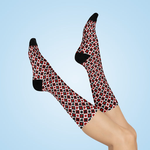 Plush Checkered Crew Socks - Gender-Neutral Wardrobe Essential