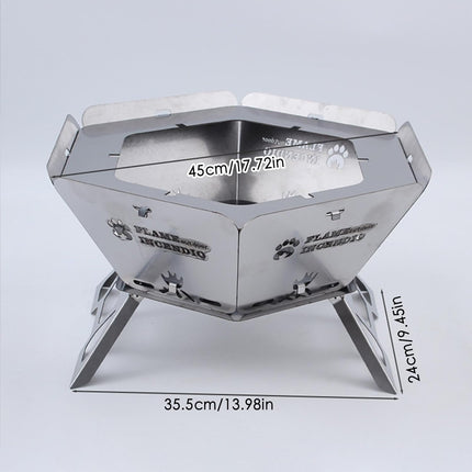 Portable Hexagonal Charcoal Grill And Outdoor Fire Pit For Camping And BBQ