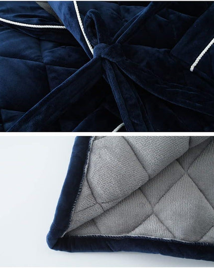 Men's Luxury Terry Plaid Winter Robe - Botanica Collection