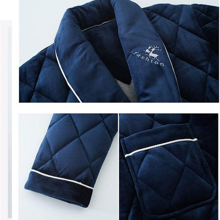 Men's Luxury Terry Plaid Winter Robe - Botanica Collection