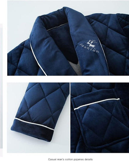 Men's Luxury Terry Plaid Winter Robe - Botanica Collection