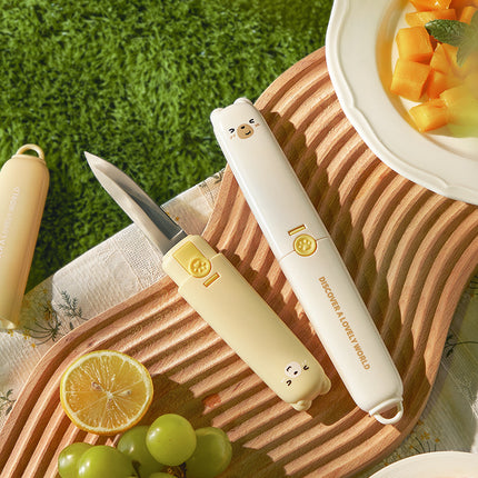 Folding Fruit Knife With Peeler – 6cm Stainless Steel Blade Multifunction Tool