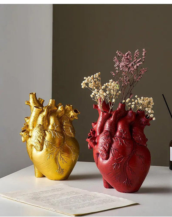 Anatomical Heart Resin Flower Vase - Unique Home Decor Accent