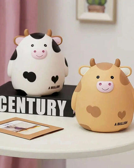 Adorable Cartoon Cow Coin Bank - Cute Vinyl Money Box for Kids - Fun Savings Jar