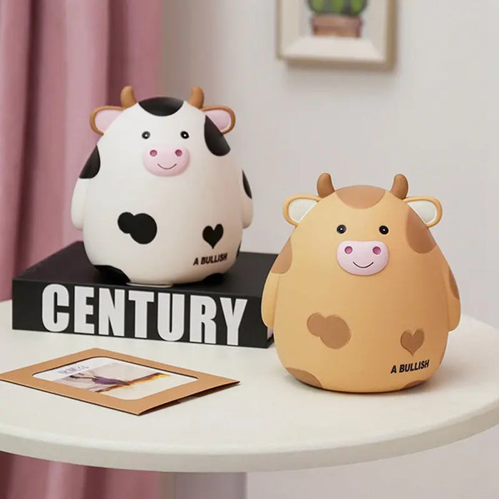 Adorable Cartoon Cow Coin Bank - Cute Vinyl Money Box for Kids - Fun Savings Jar