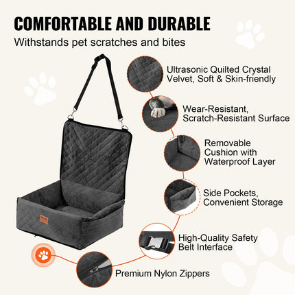 Peekaboo Studio Dog Booster Car Seat - Safety Harness & Adjustable Str