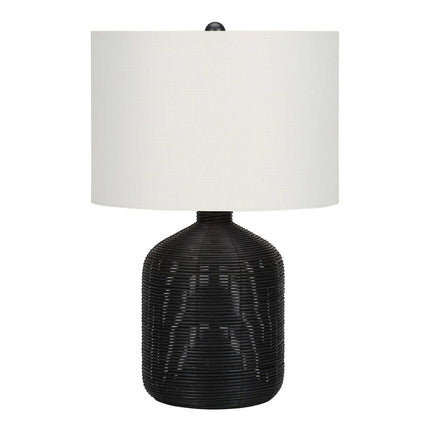Room & Decor Modern 23"H Black Rattan Table Lamp with Ivory Shade