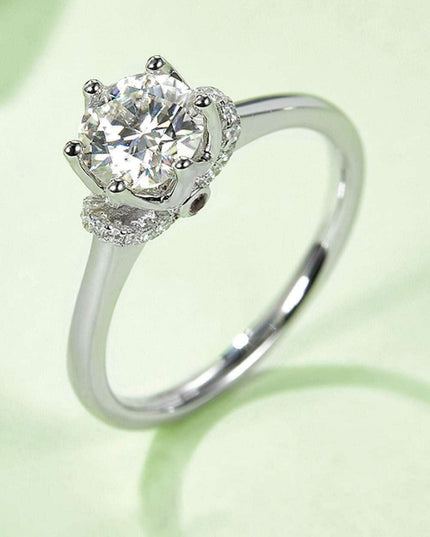 Platinum-Plated Sterling Silver Lab Diamond Ring Set with Lab-Grown Diamond Glow - Luxe Collection
