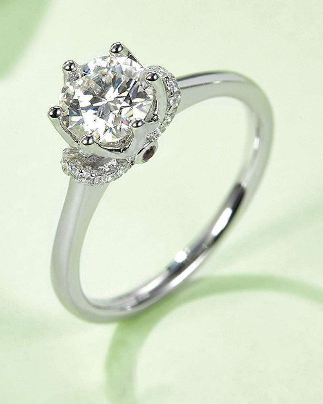 Platinum-Plated Sterling Silver Lab Diamond Ring Set with Lab-Grown Diamond Glow - Luxe Collection