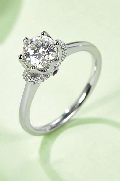 Elegant Platinum-Plated Sterling Silver Lab Diamond Ring Set with Moissanite Glow