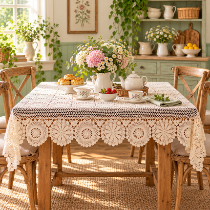 Handmade Cotton Crochet Lace Tablecloth