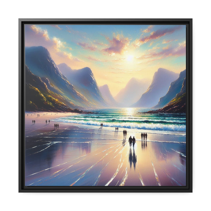 Tranquil Shoreline - Sophisticated Matte Canvas Black Pinewood Frame
