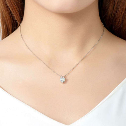 Charming Sterling Silver Lab-Diamond Heart Pendant Necklace