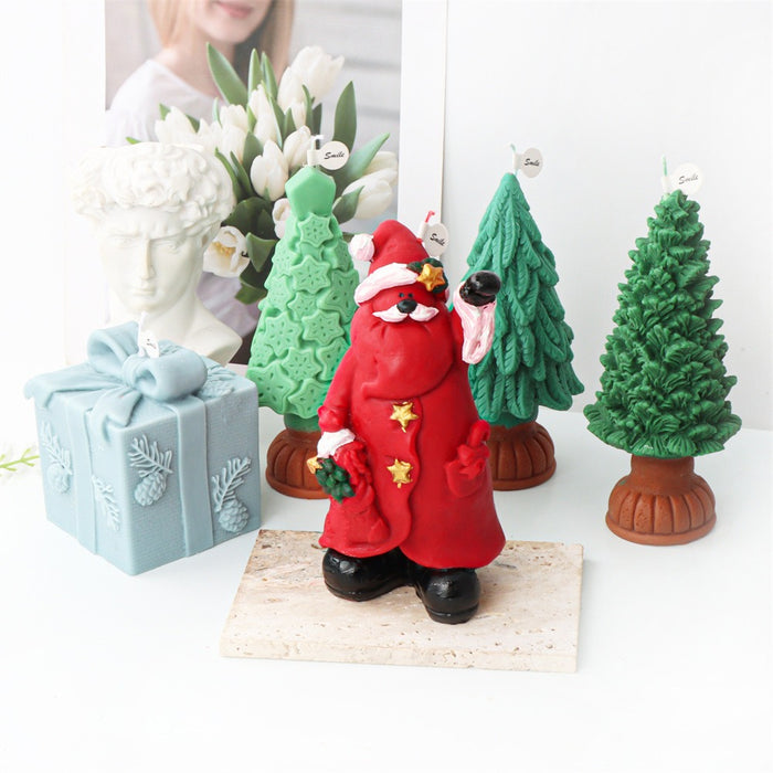 3D Christmas Tree Candle Silicone Mold - Santa Gift Box Aromatherapy Ornament Decor