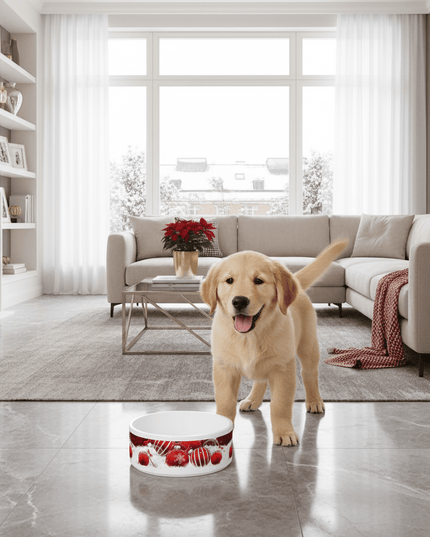 Customizable Elegant Ceramic Pet Bowl with Unique Artisan Print