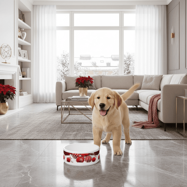 Customizable Elegant Ceramic Pet Bowl with Unique Artisan Print