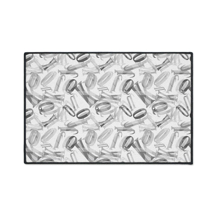 Customizable Monochrome Non-Slip Polyester Floor Mat with Chic Black Border