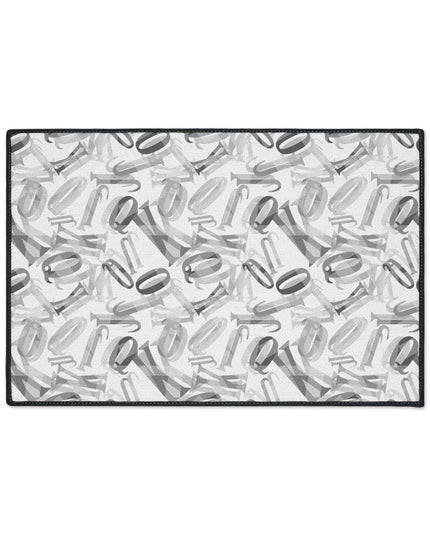 Customizable Monochrome Non-Slip Polyester Floor Mat with Chic Black Border