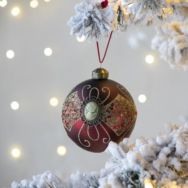 Room & Decor Set of 6 Red Glass Christmas Ball Ornaments - 3.9" Diamet