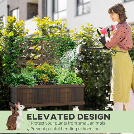 Outsunny Raised Garden Bed with Trellis & Drainage for Climbing Plants