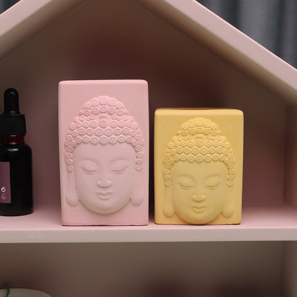 Cartoon Buddha Statue Candle Holder Silicone Mold Square For DIY Handmade