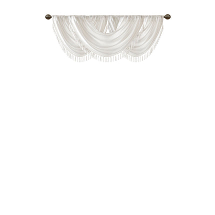 Room and Decor Faux Silk Waterfall Valance, Embellished, 38x46" White