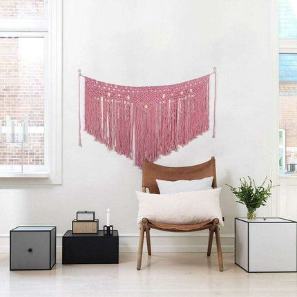 Boho Pink Cotton Wall Tapestry with Elegant Bohemian Flair for Home Decor