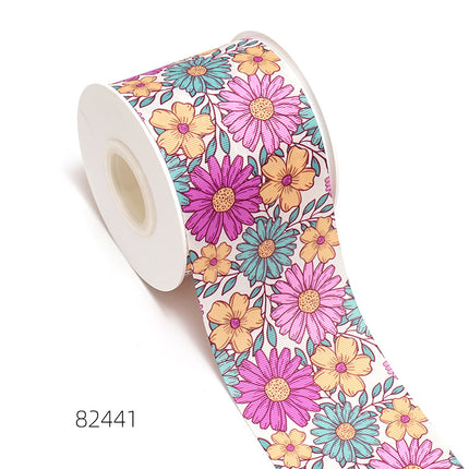 Peekaboo Studio Cartoon Printed Ribbon - Floral Design, 1.5" Wide